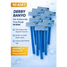 Erdo Ticaret Derby Banyo Tek Kullanımlık Tıraş Bıçağı 10 Adet Plastik Saplı Ekonomik Pratik Tıraş Jileti