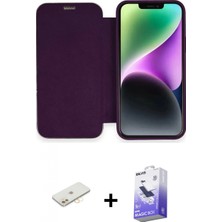 Pileli Store Pilelistore™ iPhone 12 Kılıf Siluet Minimal Serisi - Siyah Bilvis 5in1 5d Magic Hayalet Cam Ekran Koruyucu + Renkli Kamera Lens Koruma Cam - Sı