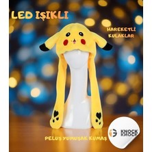 Knock Knock Pokemon Pikachu Hareketli ve Işıklı Peluş Şapka