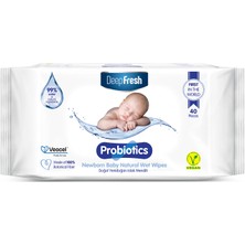 Deep Fresh Doğal Probiyotik Yenidoğan Islak Mendil 40 Yaprak Hassas Ciltler İçin Günlük Kullanım