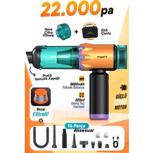 Matt MCV22 Şarjlı Araç Süpürgesi Sarı 22.000PA Güçlü Vakumlu Mini El Süpürgesi Type-C Şarjlı 220ML
