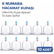 Erdo Ticaret 6 Numara Hacamat Kupası 10 Adet Vakumlu Kupa Bardak Dayanıklı Plastik Manuel Hacamat Kabı