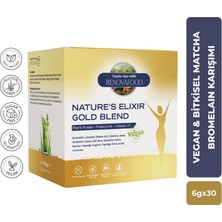 RENOVAFOOD Nature’s Elixir Gold Blend Matcha Bromelain Spirulina Vegan Bitkisel Fonksiyonel Karışım 6g x 30