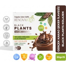RENOVAFOOD Black Plants Kakaolu Şeker İlavesiz Günlük Saf Kolajen 30gr x 15