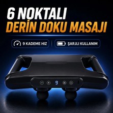 Smayling 6 Başlıklı Şarjlı Masaj Aleti – Derin Doku Masaj Cihazı 9 Kademe Hız Ayarlı Elektrikli Titreşimli Vücut Masaj Aleti