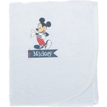 Özdilek Mickey Mouse Nakışlı Bambu Bebek Pelerin Mavi Lisanslı