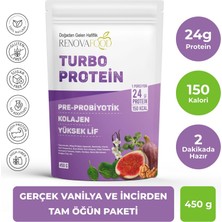 RENOVAFOOD Turbo Protein Vanilya İncir Kolajen & Pre-Probiyotik Yüksek Lifli Öğün Paketi 450g