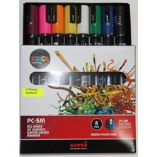 Uni Posca Pc-5m Su Bazlı Boyama Markörü Seti 8 Renk 1.8-2.5 mm Ana Renkler Özellikli