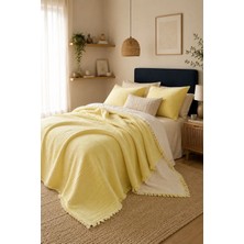 Hb&victory Müslin Tek Kişilik 4 Katlı %100 Pamuk Limon Sarısı Renk Yatak Örtüsü 160X230 Cm.