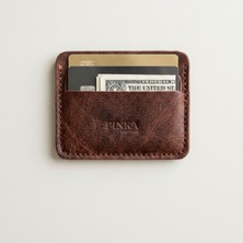 Pinka Leather Vertex Modeli %100 El Yapımı ve Hakiki Deri Minimalist 4 +1 Bölmeli Kartlık