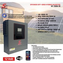 Spower SP-1500-12V 1.5kw (1500) Mppt Tam Sinüs Off-Grid Hybrid Akıllı Inverter