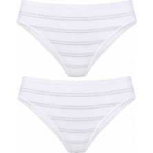 Hepsine Rakip 2li Kadın Sim Çizgili Bikini Yüksek Bel Ince Lastik Ekonomik