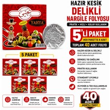 Eds Hazır Kesik Delikli Nargile Folyosu 5’li Paket (Toplam 40 Adet) – Delikli Alüminyum Folyo – Pratik Kullanım Nargile Aksesuarı