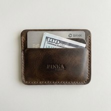 Pinka Leather Vertex Modeli %100 El Yapımı ve Hakiki Deri Minimalist 4 +1 Bölmeli Kartlık