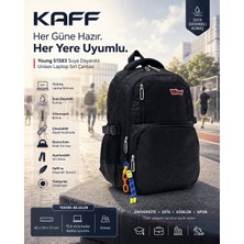 Young 51583 Black Siyah Unisex Çok Cepli Anahtarlık Aksesuarlı Suya Dayanıklı Kapaklı Sırt Çantası