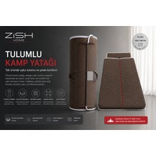Zish Home Flexi Evo Kahverengi Uyku Tulumlu Fermuarlı Katlanır Kamp Yatağı | 6 cm Kalınlık, 24 DNS Sünger | Karavan, Çadır ve Araç İçi İçin Taşınabilir Outdoor Yatak
