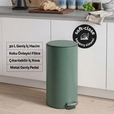 5Five Delta 30 L Pedallı Çöp Kovası Yeşil | Yavaş Kapanma, Aktif Karbon Filtre, Kolay Temizlik Çıkarılabilir Yıkanabilir İç Sepet