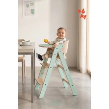 Mamatoyz Ahşap Mama Sandalyesi Katalanabilir- All In One Mint Model - Ahşap Ön Tabla ve Silikon Mat - 5 Noktalı Emniyet Kemeri Aksesuarları Dahil - EN14988 Mama Sandalyesi Standardı Testine Sahip 