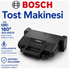 Bosch Güçlü Isı Performanslı Siyah Tost Makinesi, 6 Dilim Kapasiteye Uygun Geniş Yüzey, Pratik Sandviç ve Izgara Hazırlığı Için Modern Çözüm ve Günlük Mutfak Kullanımına Uygun Pratik Çözüm