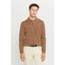 Altınyıldız Classics Erkek Vizon Tüylenme Yapmayan Anti Pilling Kumaş Standart Fit Polo Yaka Triko