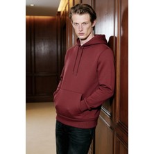 Altınyıldız Classics Erkek Bordo Standart Fit Içi Polarlı 3 Iplik Kapüşonlu Kanguru Cepli Pamuklu Sweatshirt