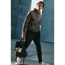 Altınyıldız Classics Erkek Siyah Standart Fit Normal Kesim 2 Iplik Cepli Rahat Pamuklu Jogger Eşofman Altı