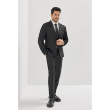 Altınyıldız Classics Erkek Siyah Slim Fit Dar Kesim Mono Yaka Takım Elbise