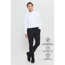 Altınyıldız Classics Erkek Siyah Diz İzi Yapmayan Beli Bağlamalı Yan Cepli Jogger Pantolon Slim Fit Rahat Kesim