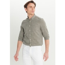 Altınyıldız Classics Slim Fit Düğmeli Yaka Haki Erkek Gömlek ACE020252165_HAK