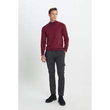 Altınyıldız Classics Erkek Siyah-Gri Slim Fit Dar Kesim Diyagonal Desenli Kargo Cepli Esnek Pantolon