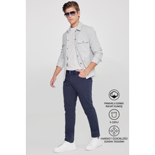 Altınyıldız Classics Erkek Lacivert Diz İzi Yapmayan Slim Fit Dar Kesim 5 Cep Pamuklu Kanvas Esnek Chino Pantolon