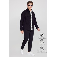Altınyıldız Classics Erkek Siyah Slim Fit Dar Kesim Beli Bağlamalı Yan Cepli Casual Jogger Pantolon