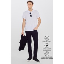 Altınyıldız Classics Erkek Beyaz Pamuklu Slim Fit Dar Kesim Polo Yaka Tişört