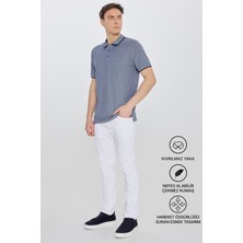 Altınyıldız Classics Erkek Çekmeyen Pamuklu Kumaş Regular Fit Rahat Kesim Lacivert Kıvrılmaz Polo Yaka Cepli Tişört
