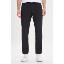 Altınyıldız Classics Erkek Siyah Slim Fit Dar Kesim 5 Cep Armürlü Esnek Pantolon
