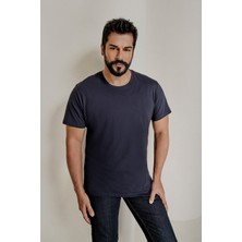 Altınyıldız Classics Erkek Lacivert %100 Pamuk Slim Fit Dar Kesim Bisiklet Yaka Tişört