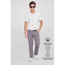Altınyıldız Classics Erkek Antrasit Diz İzi Yapmayan Slim Fit Dar Kesim 5 Cep Pamuklu Kanvas Esnek Chino Pantolon