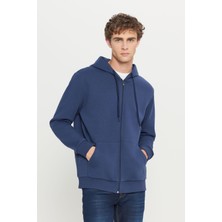 Altınyıldız Classics Erkek Lacivert Standart Fit Normal Kesim Içi Polarlı 3 Iplik Kapüşonlu Fermuarlı Sweatshirt Ceket