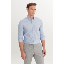 Altınyıldız Classics Comfort Fit Düğmeli Yaka Mavi Erkek Gömlek ACE020252049_MAV