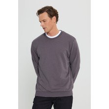 Altınyıldız Classics Erkek Koyu Gri Standart Fit Normal Kesim Bisiklet Yaka 3 Iplik Pamuklu Sweatshirt