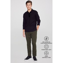 Altınyıldız Classics Erkek Haki Diz İzi Yapmayan Beli Bağlamalı Yan Cepli Jogger Pantolon Slim Fit Rahat Kesim
