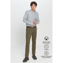 Altınyıldız Classics Erkek Haki Diz İzi Yapmayan Slim Fit Dar Kesim Pamuklu Yan Cep Esnek Chino Pantolon