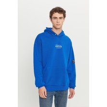 Altınyıldız Classics Erkek Mavi Oversize Fit Bol Kesim Kapüşonlu Içi Polarlı 3 Iplik Pamuklu Sweatshirt