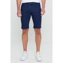 Altınyıldız Classics Erkek Koyu Lacivert Slim Fit Dar Kesim Pamuklu Esnek Denim Şort