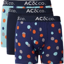 Altınyıldız Classics Erkek Premium Pamuklu Lacivert-yeşil Desenli Esnek 3'lü Boxer Paketi (Damat Bohçası) Çeyiz Seti