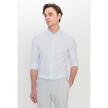 Altınyıldız Classics Slim Fit Düğmeli Yaka Mavi Erkek Gömlek ACE020252168_MAV