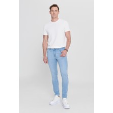 Altınyıldız Classics Erkek Buz Mavisi Ekstra Slim Fit Dar Kesim Rıss Pamuklu Esnek Denim Jean Kot Pantolon