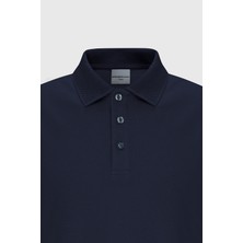 Altınyıldız Classics Erkek Lacivert %100 Pamuk Kıvrılmaz Pike Polo Yaka Slim Fit Dar Kesim Tişört