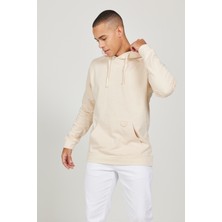 Altınyıldız Classics Erkek Bej %100 Pamuk Standart Fit Normal Kesim Kapüşonlu Uzun Kollu Sweatshirt