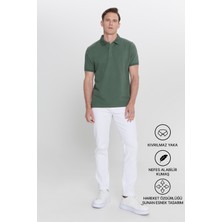 Altınyıldız Classics Erkek Haki %100 Pamuk Kıvrılmaz Pike Polo Yaka Slim Fit Dar Kesim Tişört